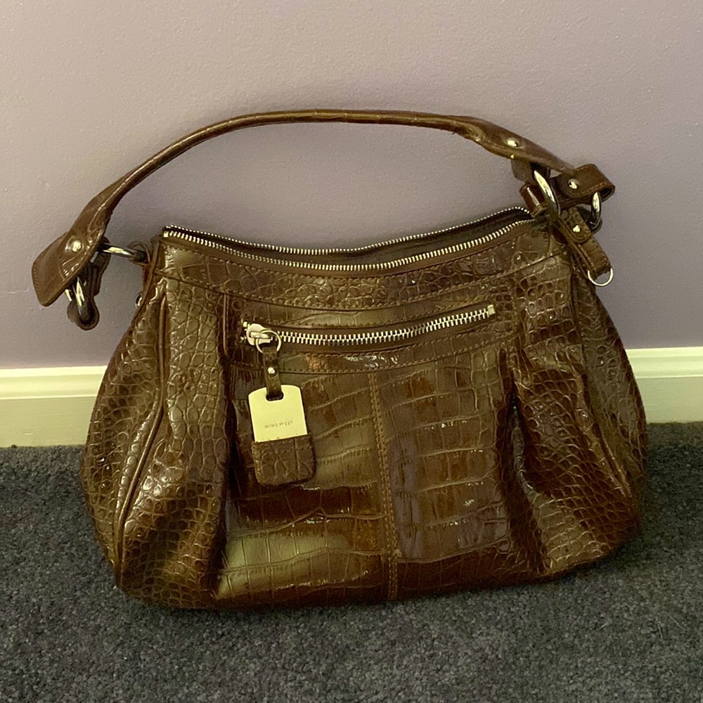 Nine West Brown Gator Print Bag